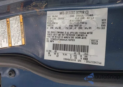 2004 Ford Explorer Nbx/Xlt z USA, uszkodzony, nr VIN 1FMZU73E04UC18705